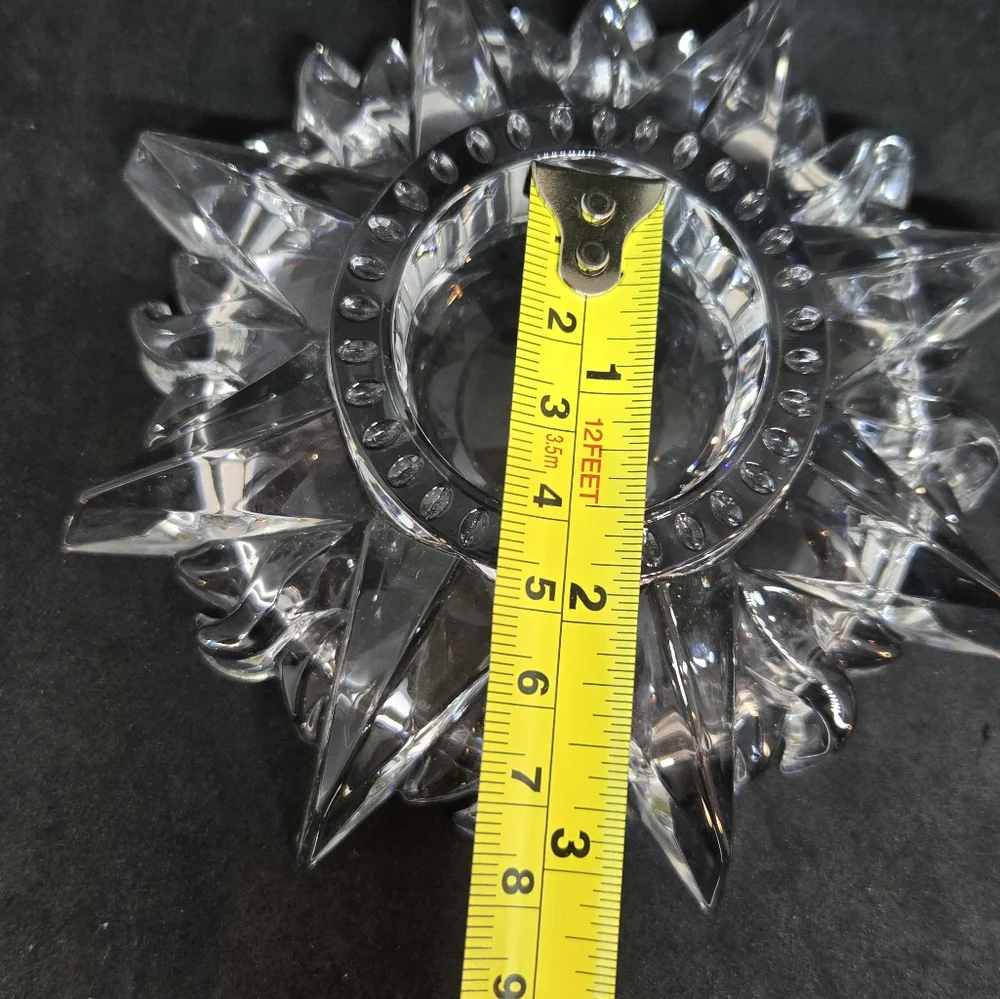 Vintage De Plomb Sunburst 24 Lead Crystal Glass Votive Candle Holder
